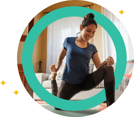 A person exercising at home