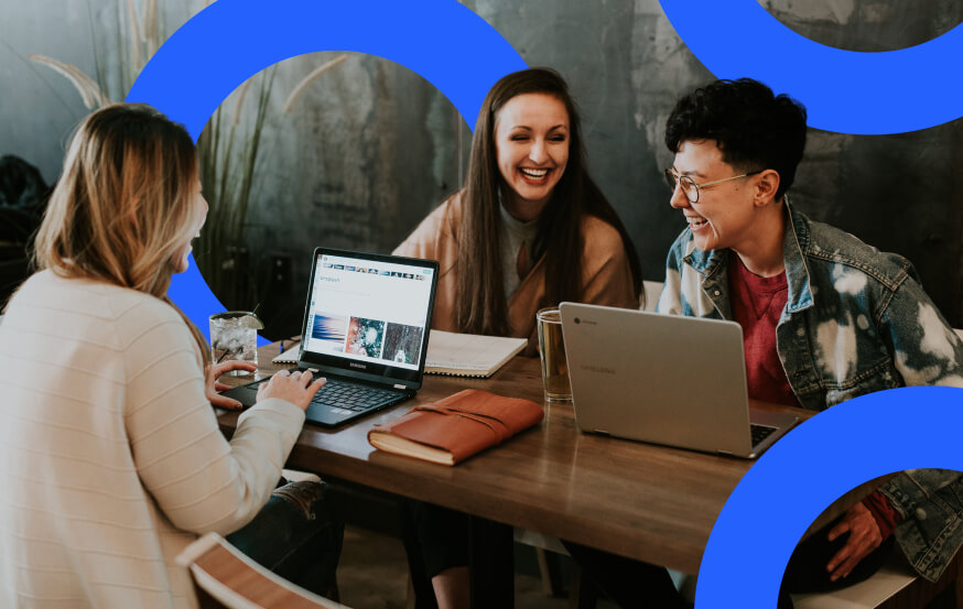 People talking in a coworking space